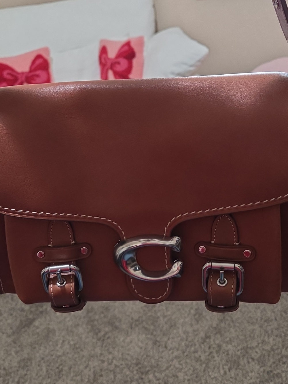 Coach Wester Tabby, Saddle Color Leather Shoulder Bag with Silver Hardware - Picture 10 of 16